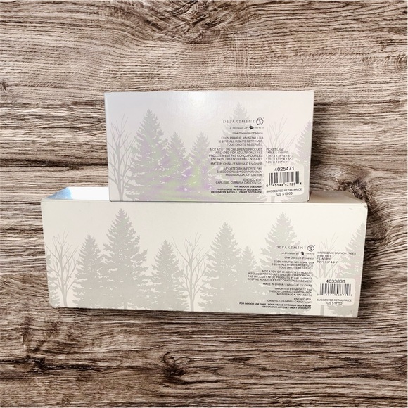 Dept. 56 Village Accessories-3 White Bare Branch Trees & Picket Table & Chairs - Picture 2 of 4